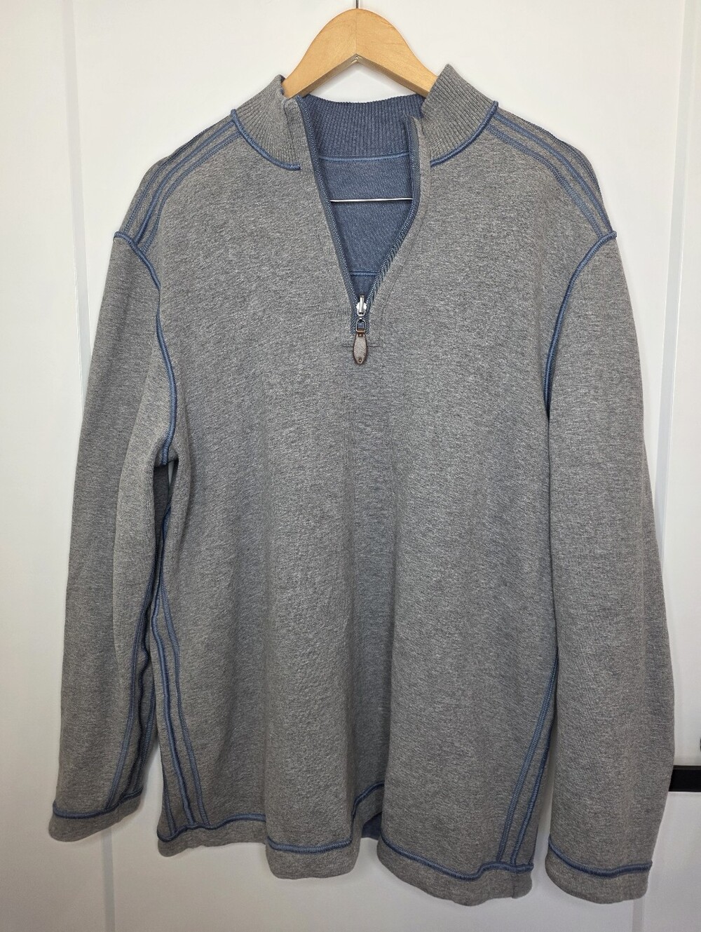 Johnston & Murphy Reversible Quarter Zip Sweater - Classic Casual SZ L